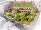 Vizualizace plánované rekonstrukce stadionu FK Viktorie ikov.