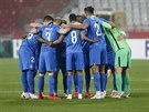 Fotbalisté Liberce se povzbuzují ped utkáním Evropské ligy v Blehrad proti...
