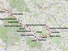 Mapa trat mezi Turnovem, Libuní a Lomnicí nad Popelkou