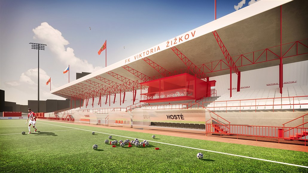 Vizualizace rekonstrukce stadionu Viktorie Žižkov.