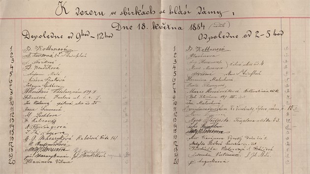 V seznamu lenek Americkho klubu dam, kter 18. kvtna 1884 dlaly prvodkyn v eskm prmyslovm muzeu je podepsan i Charlotte Masarykov (v sloupci dopoledne na 16. pozici)