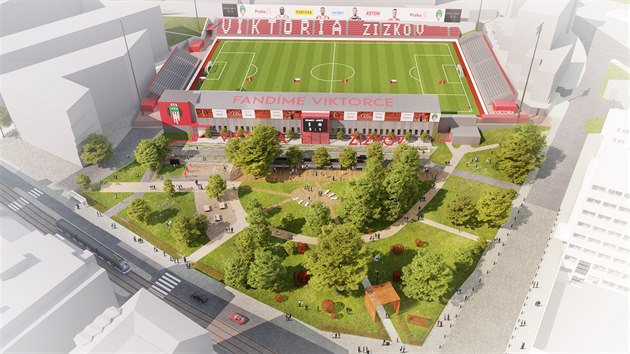 Vizualizace plnovan rekonstrukce stadionu FK Viktorie ikov.