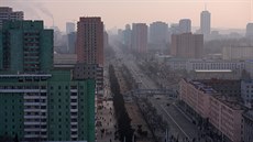 Ulice v Pchjongjangu (9. března 2019)