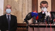 Premiér Andrej Babiš hovoří na tiskové konferenci k uvedení nového ministra...