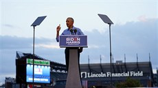 Nkdejí éf Bílého domu Barack Obama promluvil na pedvolební akci na podporu...