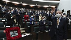 Turecký prezident Recep Tayyip Erdo&#287;an pedstupuje ped vládní Stranu...