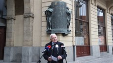 Bývalý prezident Václav Klaus u Obecního domu bhem projevu (28. íjna 2020)