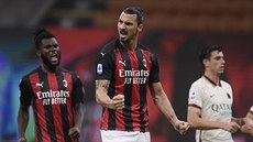 Zlatan Ibrahimovic z AC Milán se raduje z gólu v duelu s AS Řím.