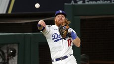 Justin Turner z ;Los Angeles Dodgers bhem druhého zápasu Svtové série