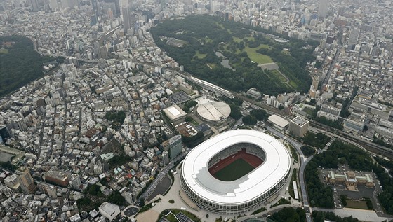 Pohled na olympijský stadion v Tokiui