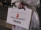 Polky a Poláci protestují proti zpísování potrat. Snímek pochází z Varavy....