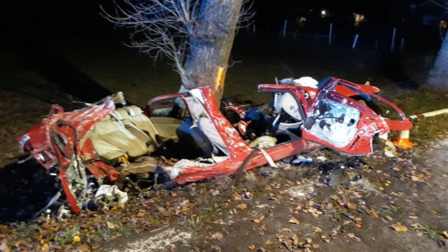 Tragická nehoda se stala v sobotu večer nedaleko Nových Hradů na Českobudějovicku. Automobil tam vyjel ze silnice a narazil čelně stromu. Na místě zemřeli tři lidé. (31. října 2020)