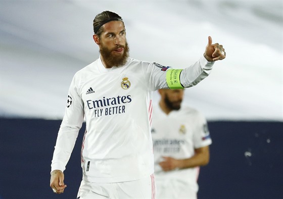 Sergio Ramos po vstelení 100. gólu pro Real Madrid.