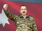 Ázerbájdánský prezident Ilham Alijev oznamuje dobytí strategického msta ua...