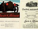 Reklamy automobilky Laurin & Klement z dobových asopis