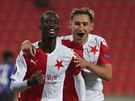 Slávistický mladík Abdallah Sima se raduje ze svého gólu v utkání s Nice,...