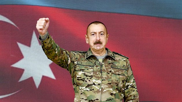 Ázerbájdžánský prezident Ilham Alijev oznamuje dobytí strategického města Šuša v Náhorním Karabachu. (8. listopadu 2020)