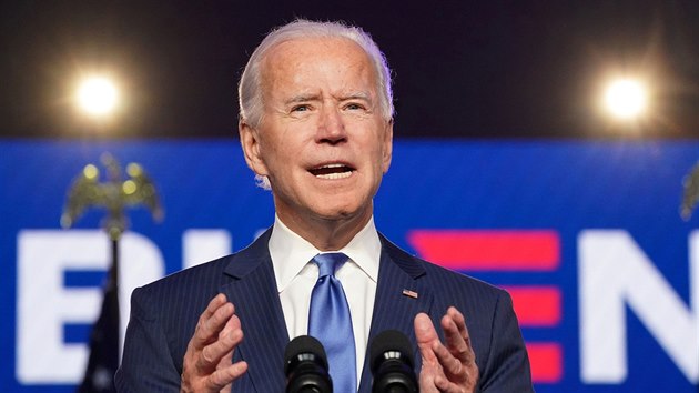 Oekvan vtz voleb v USA, demokrat Joe Biden v projevu 6. listopadu 2020.