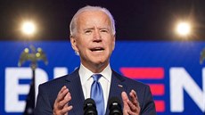 Oekávaný vítz voleb v USA, demokrat Joe Biden v projevu 6. listopadu 2020.