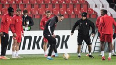 Trénink fotbalist Slavie ped duelem Evropské ligy s Nice.