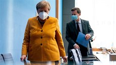 Nmecká kancléka Angela Merkelová v respirátoru