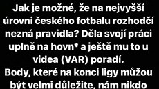 Reakce Antonína Vaníka na penaltu v Karviné.