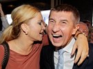 Monika a Andrej Babiovi oslavují výsledky voleb do Evropského parlamentu...