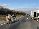 V�n� dopravn� nehoda na D8 u Lukavce na Litom��icku. (18. 11. 2020)