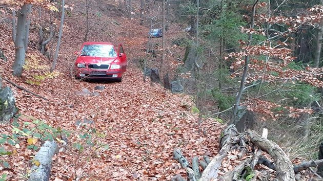 idi kradenho auta zmizel celnkm v lese mezi obcemi Borov a Sendra na Nchodsku.