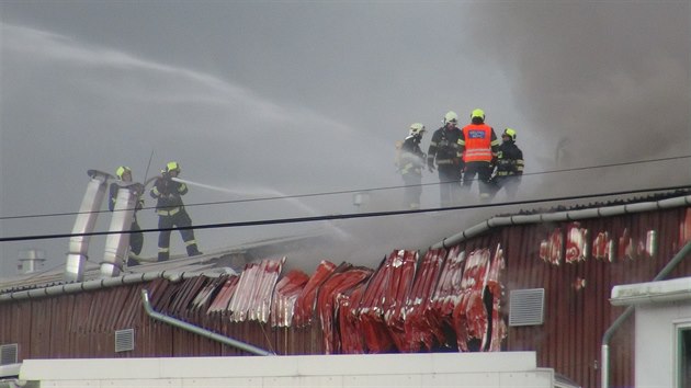 Po��r haly v are�lu Nowaco v Kralupech nad Vltavou (19. listopadu 2020)