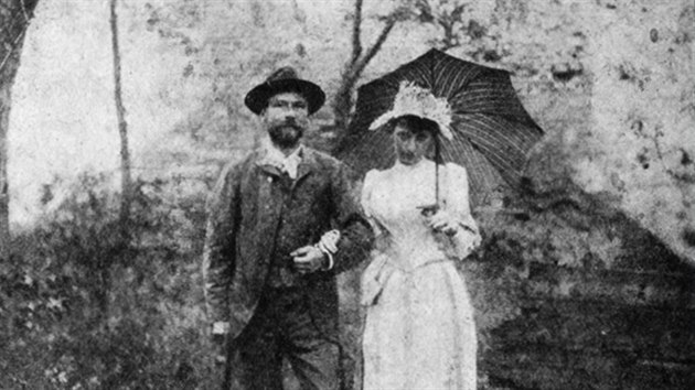 Růžena Čápová a František Xaver Svoboda před svatbou, léto 1890.