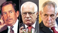 etí prezidenti Václav Havel, Václav Klaus a Milo Zeman