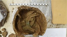 Bronzový poklad objevený amatérským hledaem na kopci Parddub nedaleko Hradce...