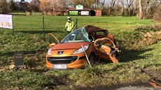 U Dymokur na Nymbursku uzavela dopravní nehoda silnici 1. tídy íslo 32....