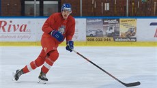 Martin Hugo Ha na tréninku hokejové reprezentace do 20 let v Litomicích.