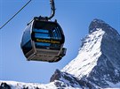 Gondola lanovky Matterhorn-Express ve výcarském lyaském stedisku Zermatt....