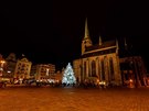 Vánoní strom na námstí Republiky v Plzni u záí. . Kvli nepíznivé...