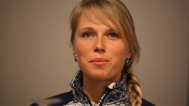 Eva Puskarčíková (tisková konference Českého biatlonového svazu, Praha, hotel Jalta, listopad 2016)