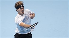 Alexander Zverev hraje balonek na Turnaji mistr.