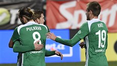 Fotbalist Bohemians se raduj z glu proti Teplicm.