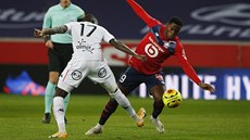 Jonathan David (vpravo) z Lille se sna�í projít p�es Houboulanga Mendese z...