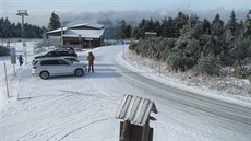 Sníh na Klínovci v Krušných horách (21. listopadu 2020)