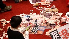 Po potyce v tchajwanském parlamentu zstala na zemi leet vepová steva a...