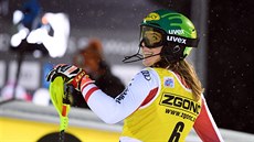 Katharina Liensbergerová po slalomu v Levi.