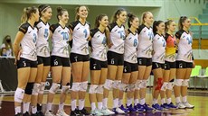 Ostravské volejbalistky p�ed zápasem s Rigou