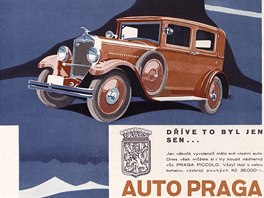 Reklamy automobilky Praga z časopisů z doby první republiky