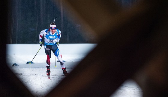 Michal Krmá ve sprintu v Kontiolahti.