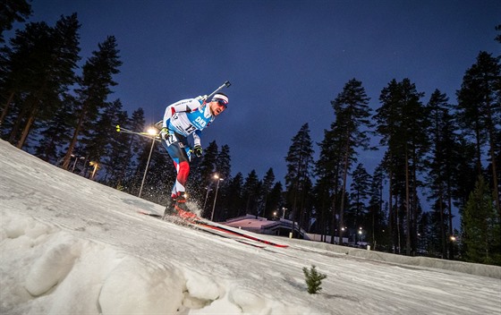 Michal Krmá ve sprintu v Kontiolahti.