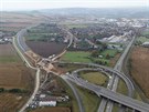 Výstavba obchvatu Otrokovic, který bude souástí dálnice D55. Snímek je z...