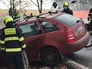 Nehoda autobusu s autem u Kolodj u Prahy.